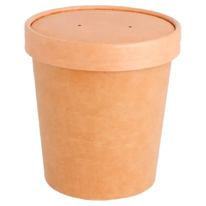 Vaso carton sopa kraft + tapa 500cc ø9,5x10cm