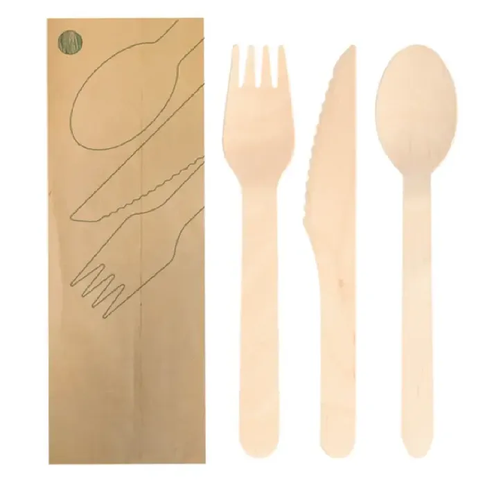Kit cuchillo/tenedor/cuchara + serv. madera