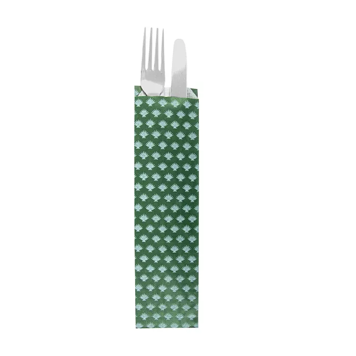 Estuches para cubiertos 'park avenue' 32 g/m2 7+4x26 cm verde pradera celulosa (500 unid.)