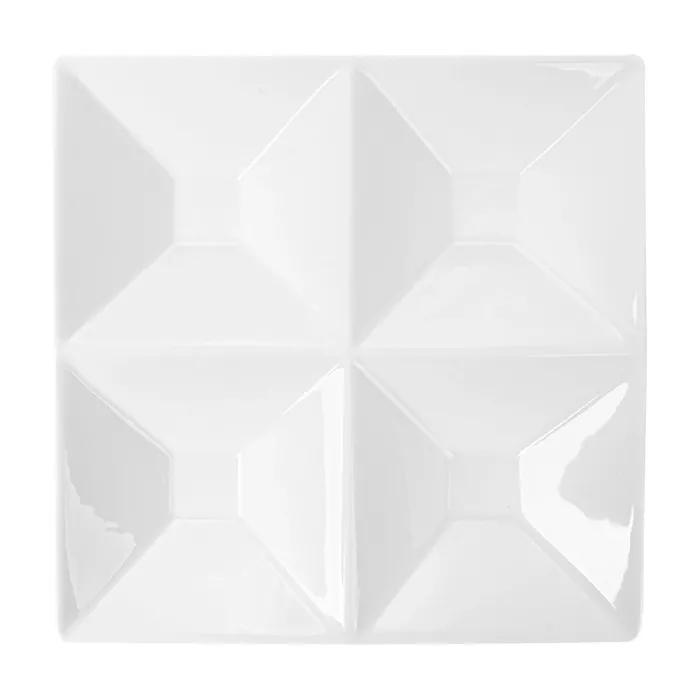Piatti quadrati 4 scomparti  24x24 cm bianco porcellana (12 unità)