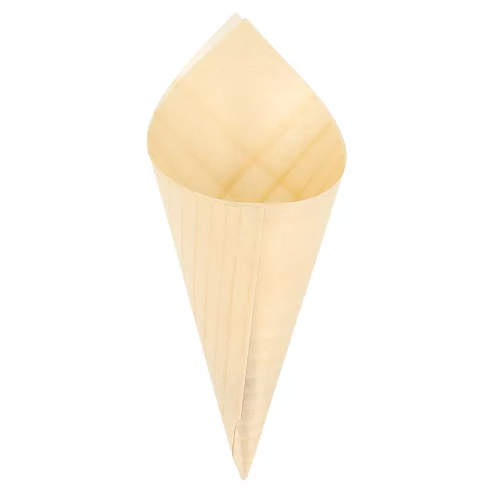 Cono in foglia di pioppo  12,5 cm naturale legno (1000 unità)