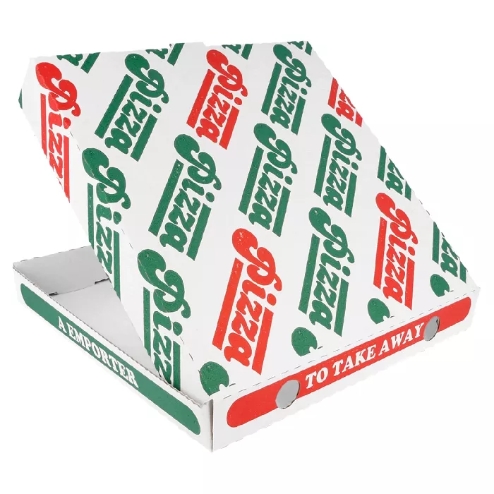 Cajas de pizza  348 g/m2 24x24x3 cm blanco cartón ondulado microcanal (100 unid.)