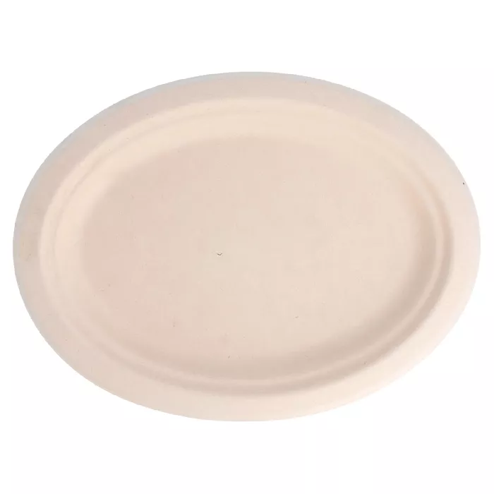 Platos ovales 'bionic'  26,3x19,9x2 cm natural bagazo (800 unid.)