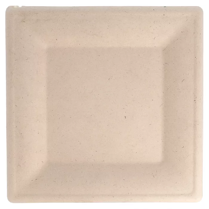 Platos cuadrados 'bionic'  26,2x26,2x1,4 cm natural bagazo (500 unid.)