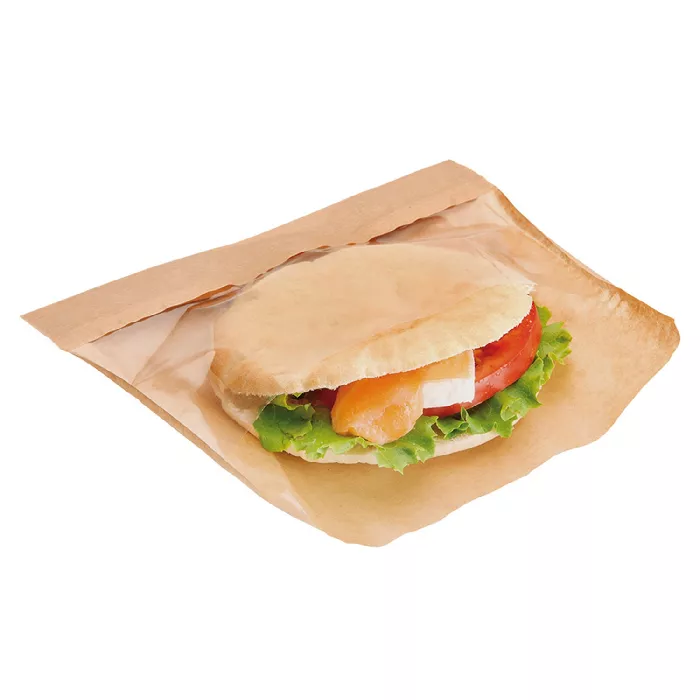Sobres con base y ventana 'kangoo pack' 40 g/m2 + 15 pp 14+3x16/12 cm natural kraft (100 unid.)