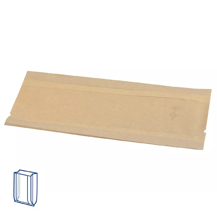 Bolsas con ventana 'pack delicatessen' 50 g/m2 + 15 pp 11+5x21 cm natural kraft (100 unid.)