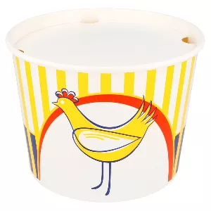 Contenitori per pollo +coperchio 1920 ml 13pe + 320 +18pe g/m2 ø 16,8/13,9x12,3 cm bianco cartone (300 unità)