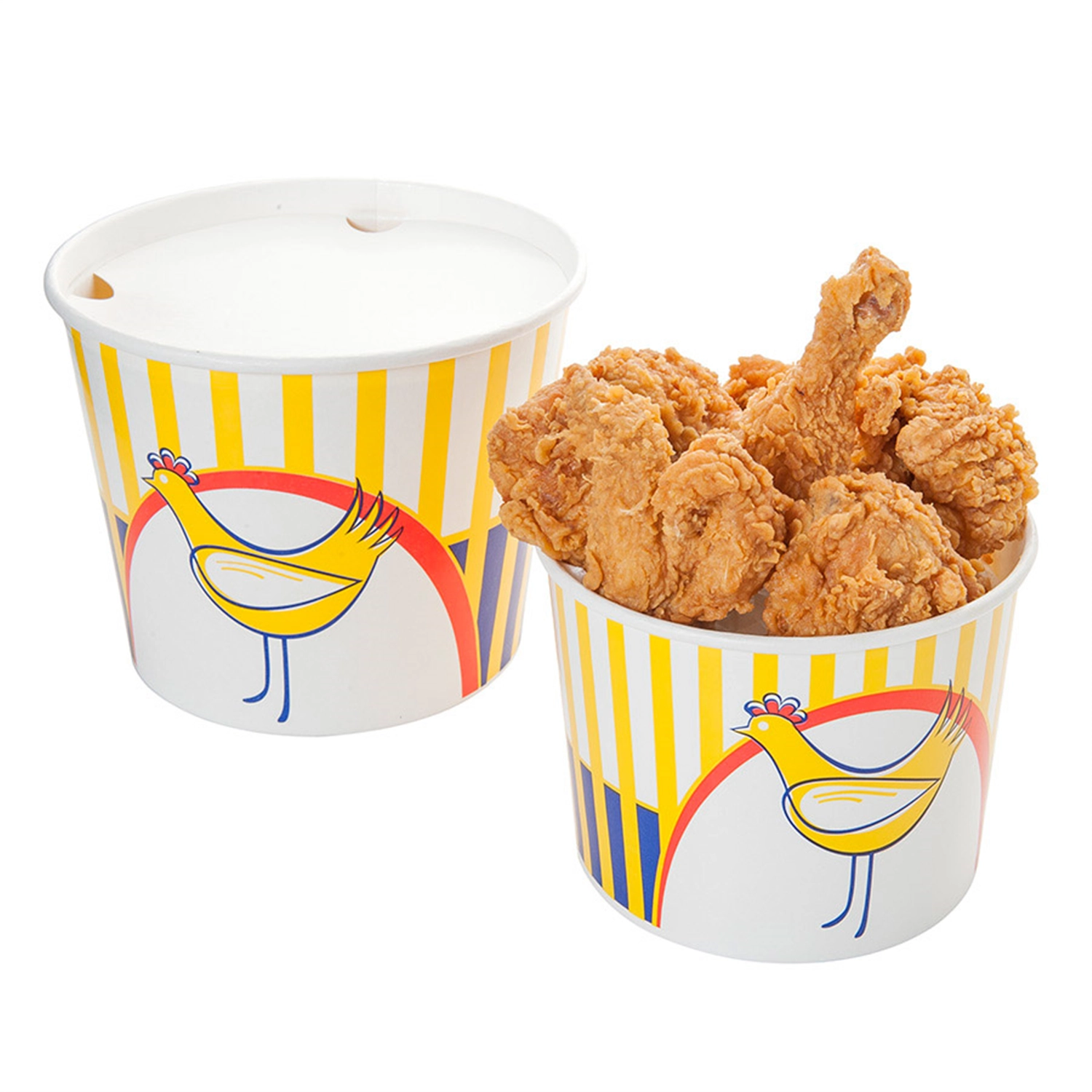 Contenitori per pollo + coperchio 2550 ml 15pe + 380 + 18pe g/m2 ø 18,9/14,7x14,5 cm bianco cartone (300 unità)