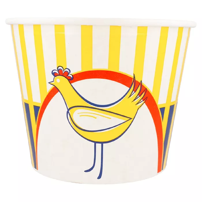 Contenitori per pollo +coperchio 4500 ml 15pe + 380 + 18pe g/m2 ø 21,6/16x16,8 cm bianco cartone (120 unità)