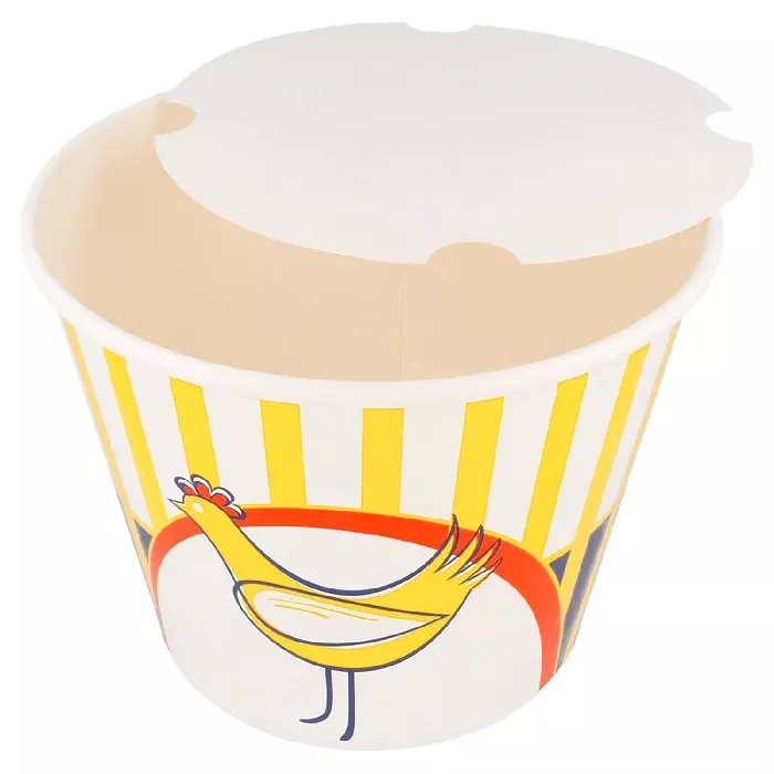 Contenitori per pollo +coperchio 4500 ml 15pe + 380 + 18pe g/m2 ø 21,6/16x16,8 cm bianco cartone (120 unità)