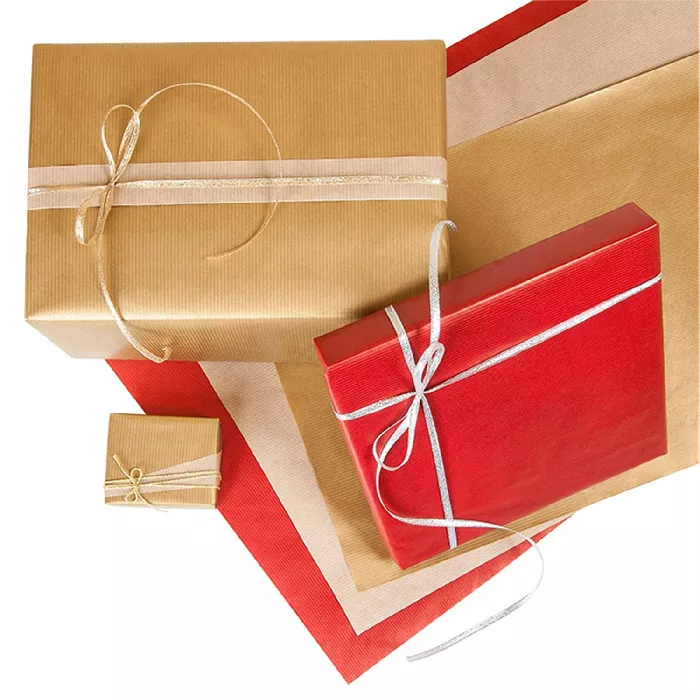 Carta regalo 100 m.  60 gr/m2 70 cm oro kraft a costine (1 unità)