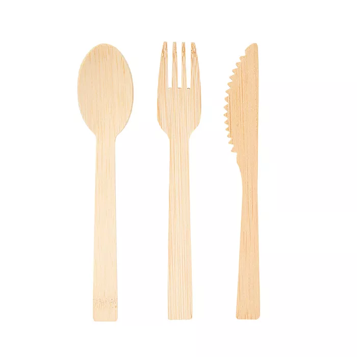 Set 4/1 cubiertos+servilleta 'bamboo'  17 cm natural bambú (50 unid.)