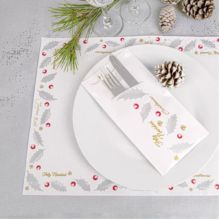 Mantelines 'noël' 48 g/m2 31x43 cm blanco celulosa (2000 unid.)