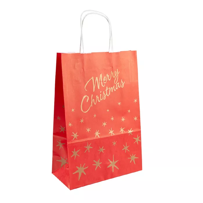 Sacos sos com asas 'merry christmas' 80 g/m2 26+14x32 cm encarnado celulose (250 unidade)