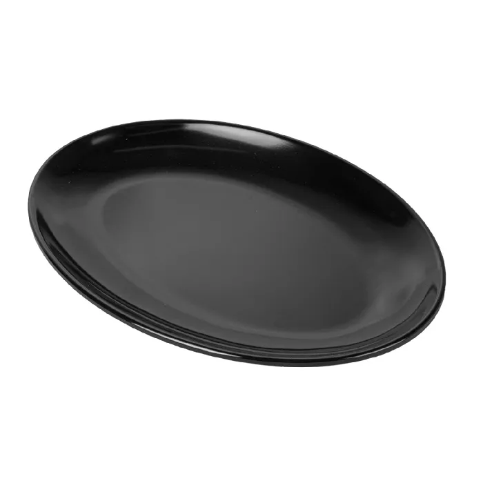 Piatti ovali 'asami ware'  25,5x18 cm nero melamina (15 unità)