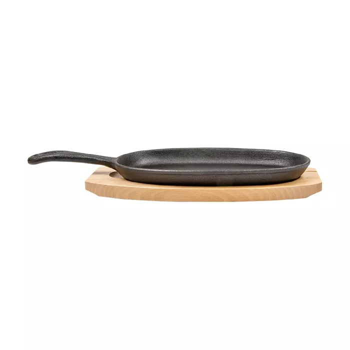 Piatto contadino + base di legno  23,5x13,5 cm nero ferro (8 unità)