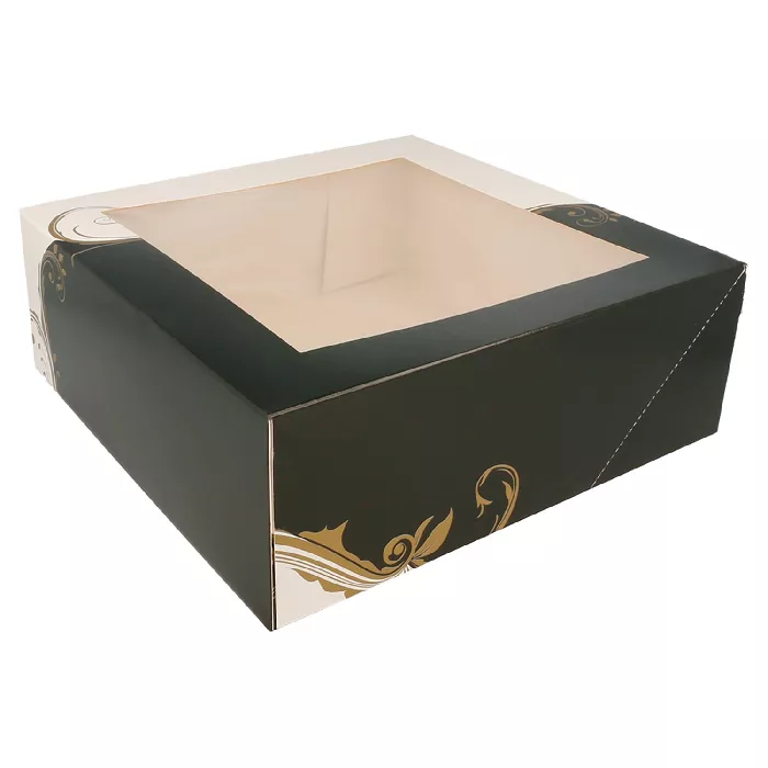 Cajas pastelería con ventana 'thepack classic' 250 g/m2 28x28x10 cm blanco cartón ondulado nano-micro (100 unid.)