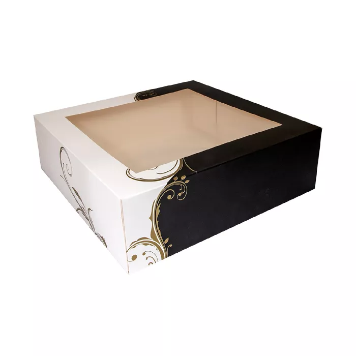 Cajas pastelería con ventana 'thepack classic' 250 g/m2 32x32x10 cm blanco cartón ondulado nano-micro (100 unid.)