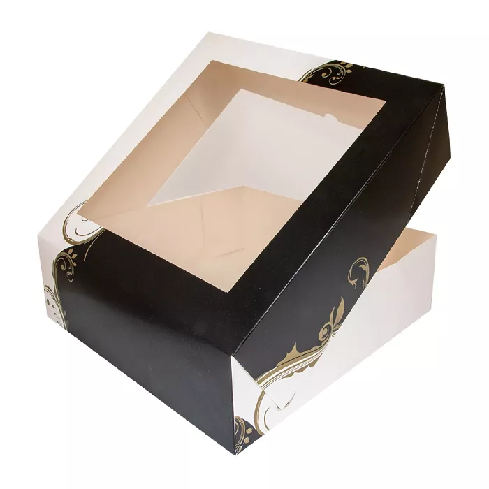 Cajas pastelería con ventana 'thepack classic' 250 g/m2 32x32x10 cm blanco cartón ondulado nano-micro (100 unid.)