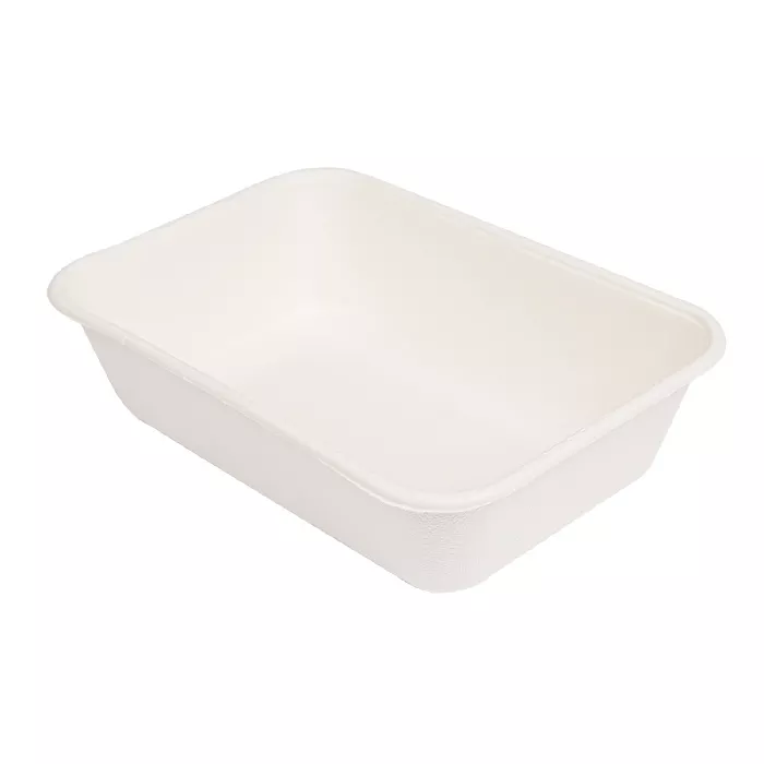 Vassoi + coperchio 'bionic' 800 ml 19,3x13,5x5 cm bianco bagassa (400 unità)