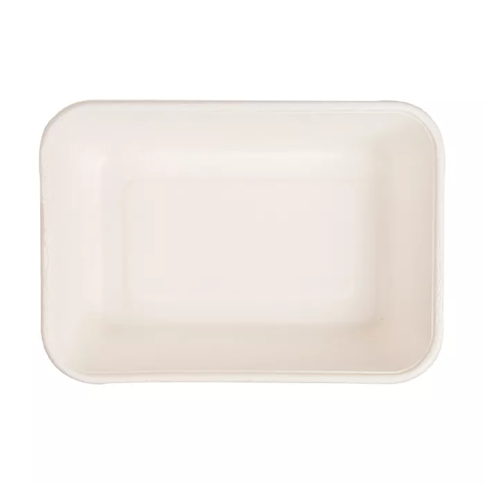 Vassoi + coperchio 'bionic' 800 ml 19,3x13,5x5 cm bianco bagassa (400 unità)