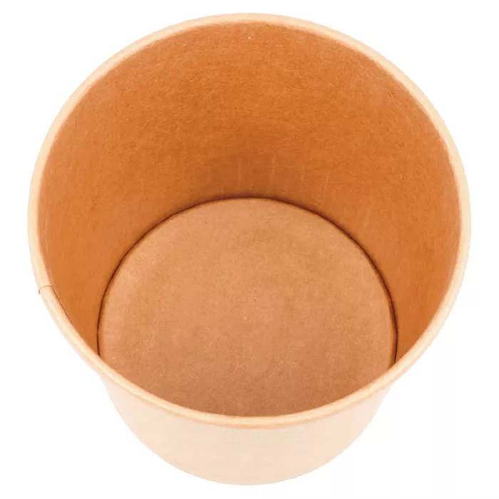 Tarrinas + tapas 780 ml - 26 oz 330 + 18 pe g/m2 ø11,6/9,3x11 cm natural kraft (250 unid.)