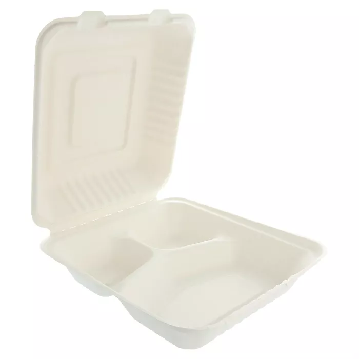 Caixas "m" 3 compart. 'bionic'  20x20x7,5 cm branco bagaço (200 unidade)