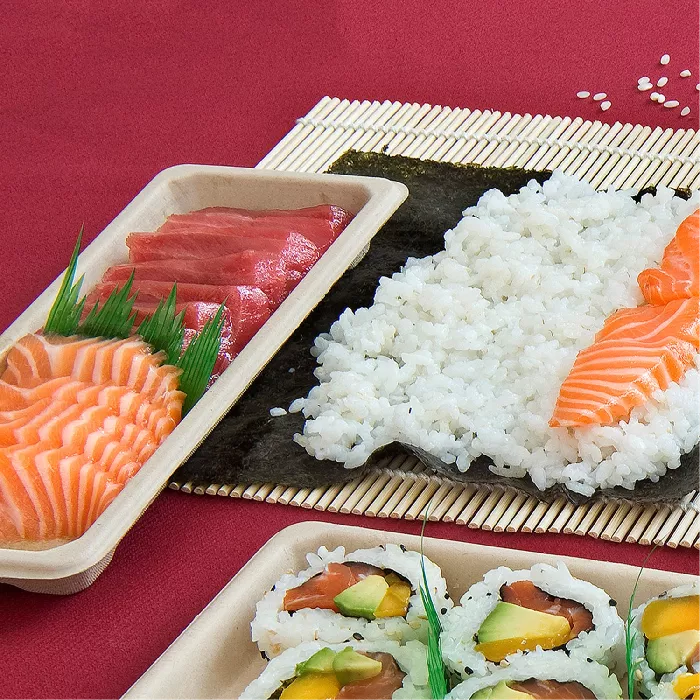 Scatole sushi 'bionic'  22x9x2 cm naturale bagassa (800 unità)