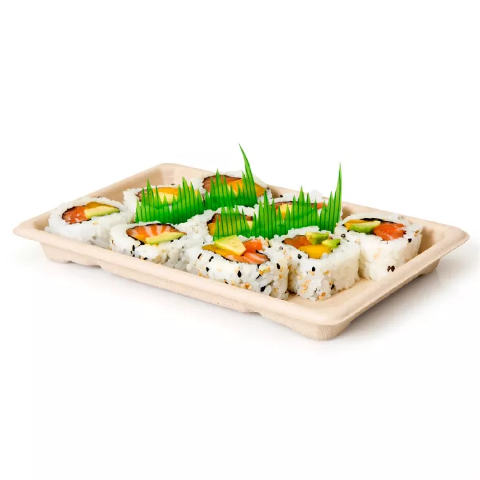 Caixas sushi 'bionic'  21,3x13,3x1,5 cm natural bagaço (800 unidade)