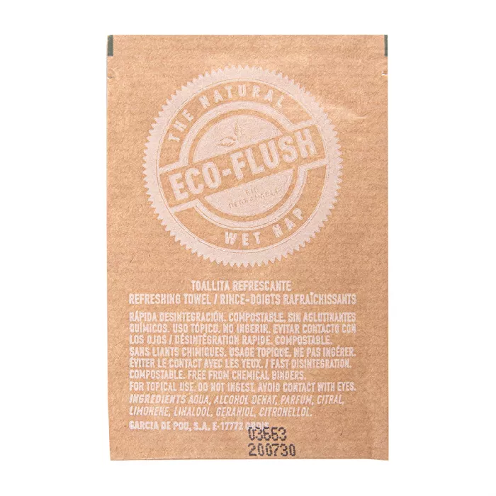 Toallitas flushable kraft 'feel green' 50 g/m2 6,8x10 cm blanco celulosa (1200 unid.)