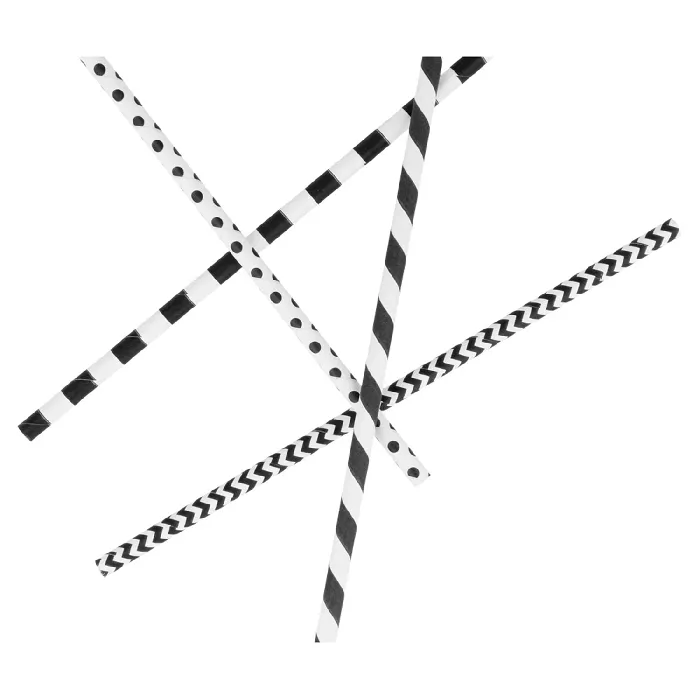 Cannucce dritte a strisce e punti 'paper'  ø0,60x20 cm colori varie carta (3000 unità)