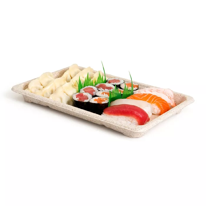 Scatole sushi 'bionic'  23,5x15,5x2 cm naturale bagassa (800 unità)