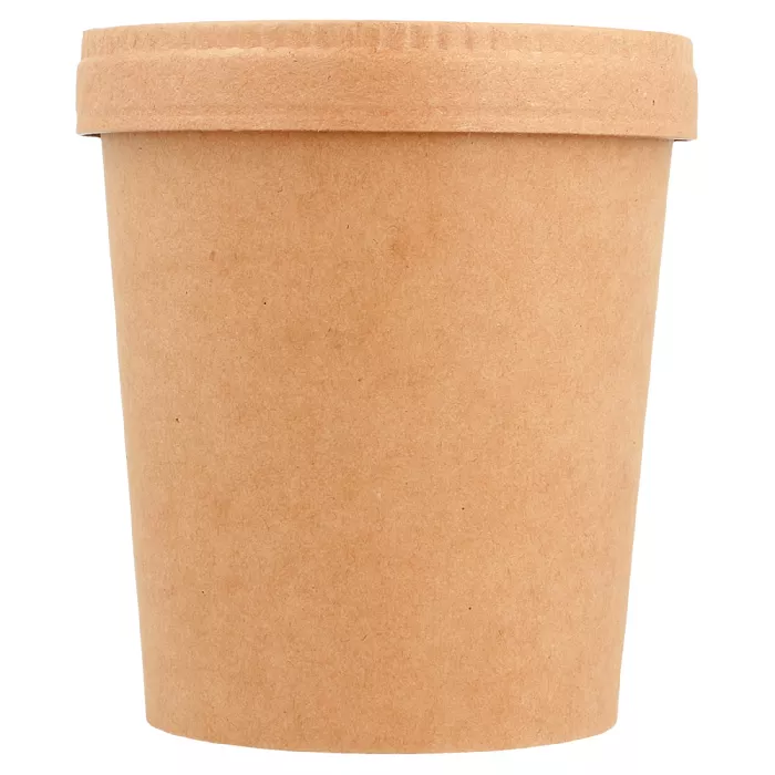 Combo contenitori con coperchio 480 ml - 16 oz 340 + 18 pe g/m2 ø 9,7/7,5x10 cm naturale kraft (250 unità)