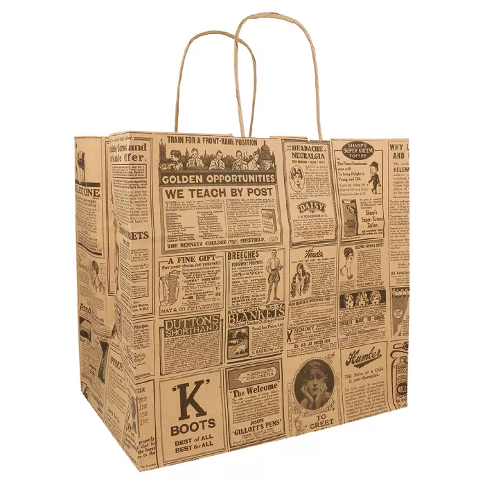 Sacos com asas "gourmet" 'times' 80 g/m2 26+17x24 cm natural kraft (250 unidade)