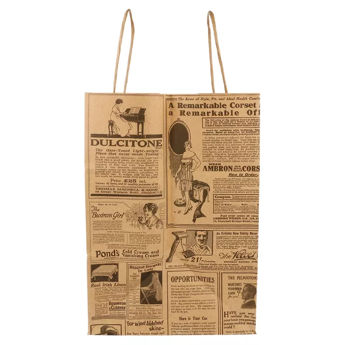 Sacos com asas "gourmet" 'times' 80 g/m2 26+17x24 cm natural kraft (250 unidade)