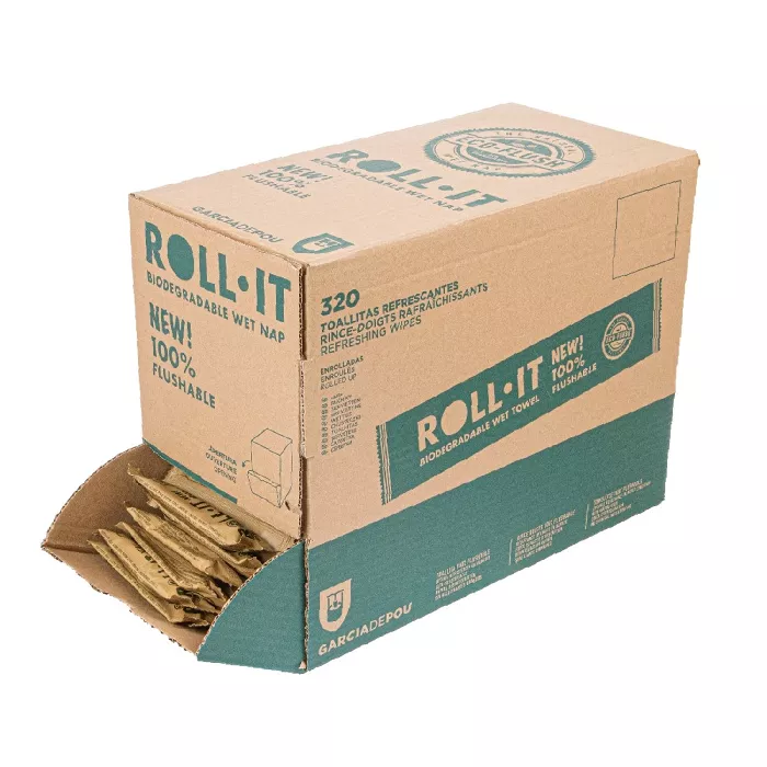 Toallitas flushable té verde 'roll-it' 50 g/m2 14,5x4 cm blanco celulosa (1280 unid.)