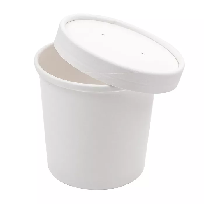 Recipientes com tampa 360 ml - 12 oz 300 + 18 pe g/m2 ø9/7,2x8,4 cm branco cartão (250 unidade)