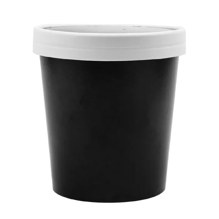 Contenitori con coperchi 480 ml - 16 oz 320 + 18 pe g/m2 ø9,7/7,5x10 cm nero cartone (250 unità)