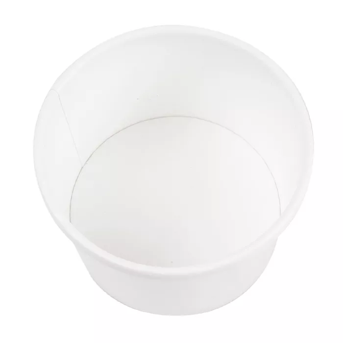 Contenitori con coperchi 240 ml - 8 oz 300 + 18 pe g/m2 ø9/7,5x6 cm bianco cartone (250 unità)