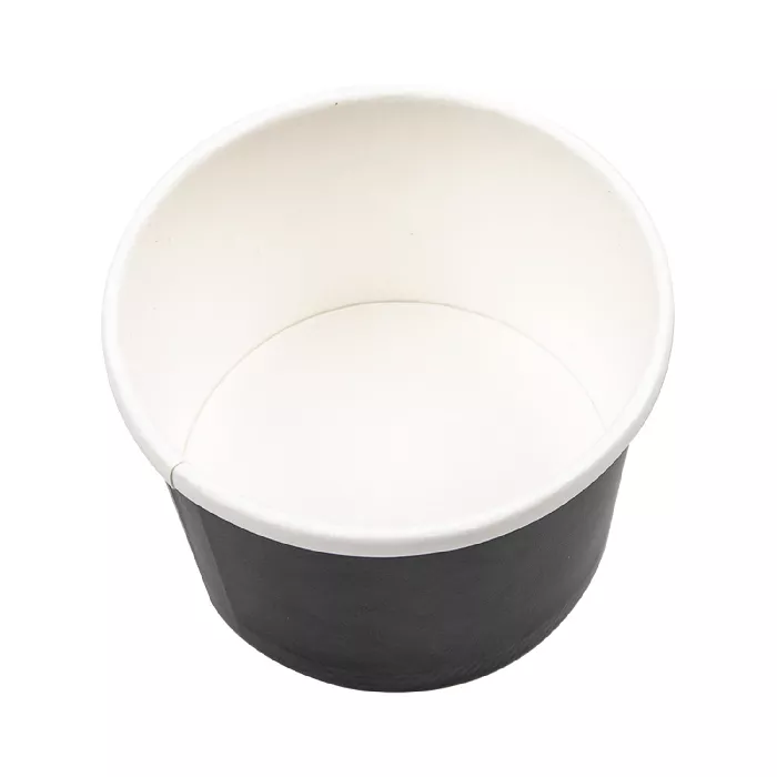 Recipientes com tampas 240 ml - 8 oz 300 + 18 pe g/m2 ø9/7,5x6 cm preto cartão (250 unidade)