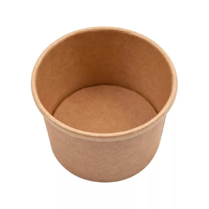 Tarrinas +tapas 240 ml - 8 oz 300 + 18 pe g/m2 ø9/7,5x6 cm natural kraft (250 unid.)