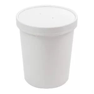 Contenitori con coperchi 960 ml - 32 oz 330 + 18 pe g/m2 ø11,7/9,2x13,5 cm bianco cartone (250 unità)