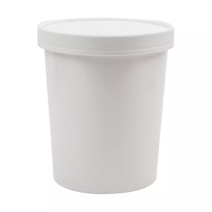 Contenitori con coperchi 960 ml - 32 oz 330 + 18 pe g/m2 ø11,7/9,2x13,5 cm bianco cartone (250 unità)
