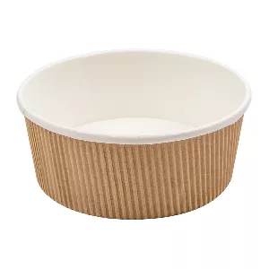 Terrine a doppia parete, kraft ondulato 780 ml - 26 oz 280 + 250 + 18pe g/m2 ø15/12,8x6 cm marrone cartone (250 unità)