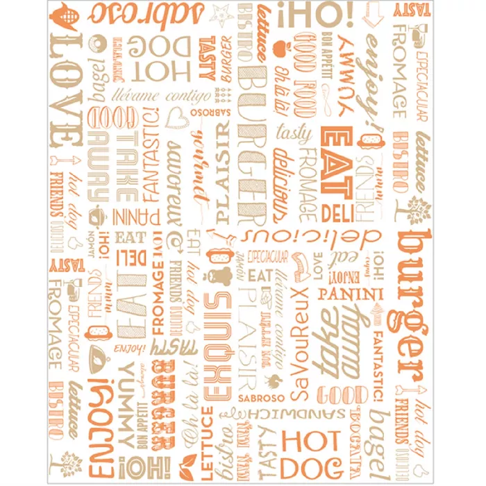 Carta antigrasso fast food orange parole 35 g/m2 28x34 cm bianco pergamana antigrassi (1000 unità)
