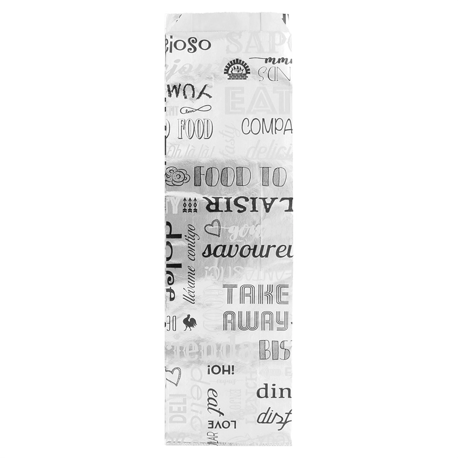 Sachetti per baguette 'parole' 35+20 g/m2 9+4x30 cm argento pergamena + alluminio (500 unità)