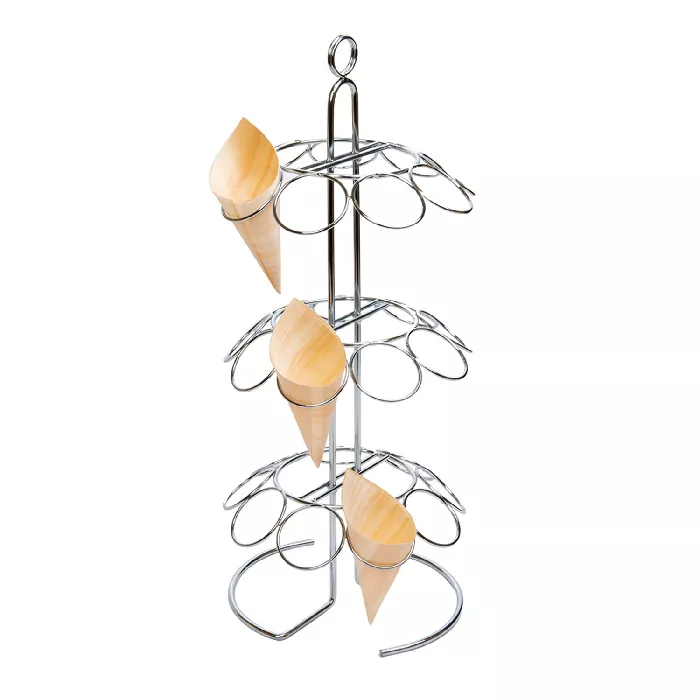 Espositore 27 coni ø4,2 cm 'artinox'  ø18x42,5 cm argento metal (1 unità)
