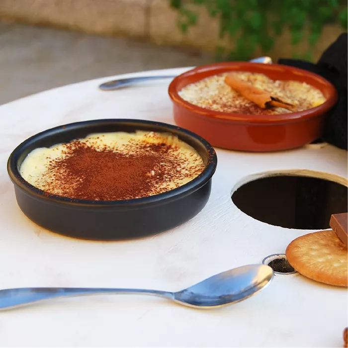Ciotoline di terracotta per "crema catalana" 220 ml ø12x2,6 cm nero ceramica (44 unità)