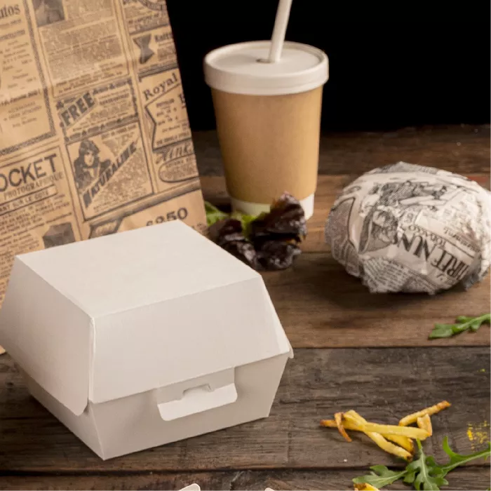 Conchas hamburguesa 'thepack' 230 g/m2 13x12,5x9 cm (m) blanco cartón ondulado nano-micro (500 unid.)