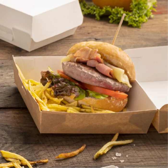 Conchas hamburguer 'thepack' 220 g/m2 14,2x13,7x6,1 cm (l) natural cartão ondulado nano-micro (500 unidade)